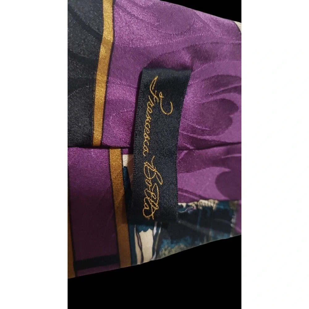 Francesca Bolta Handmade 100% Silk Tie Purple Multi color and‎ Pattern